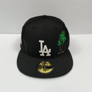 New Era Black Los Angeles Dodgers 60th Anniversary Palm 🌴Tree, 59FIFTY Fitted Pink bottom.