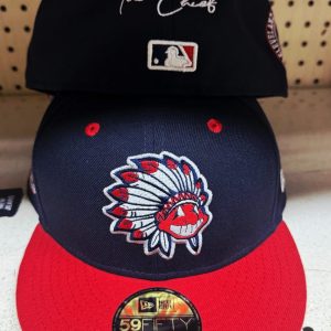 New Era  2 tone Cleveland Indian Navy & Red with Patch, 59FIFTY Fitted, Grey UV.