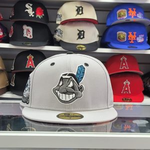 New Era Cleveland Indian Grey 1954 all-star game Patch, 59FIFTY Fitted, BlackUV.